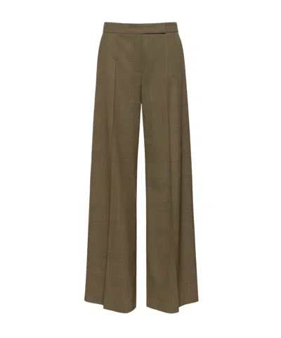 Max Mara Netto Check-pattern Wide-leg Trousers In Brown