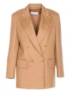 Max Mara Double-breasted Jacket Structured Shoulders In Neutral