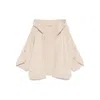 Max Mara Hooded Sweater With Button-detail Sleeves In Wool-cashmere Blend In Neutral