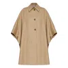 Max Mara Long Water-repellent Cotton Cloak In Brown