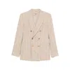 Max Mara Striped Double-breasted Blazer In White