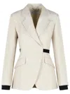 Max Mara Neutro Wrap-front Linen Drill Blazer In Neutral