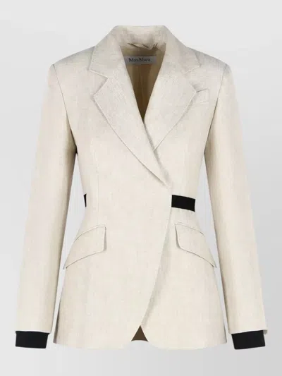 Max Mara Neutro Linen Blazer Single Breasted Belt In Neutral
