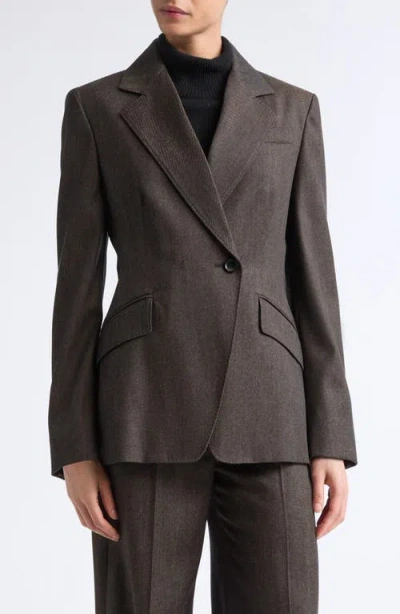 Max Mara Denim-look Wool Fitted-waist Blazer In Burgundy