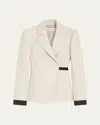 Max Mara Neutro Wrap-front Linen Drill Blazer In Neutral