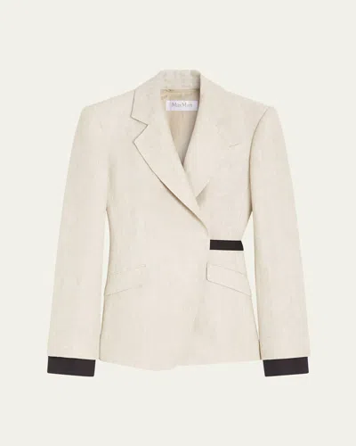 MAX MARA NEUTRO WRAP-FRONT LINEN DRILL BLAZER