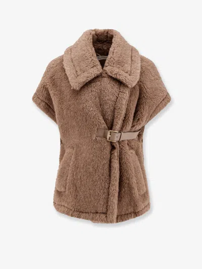 Max Mara New Abavo Alpaca And Cashmere Sleeveless Coat In Brown