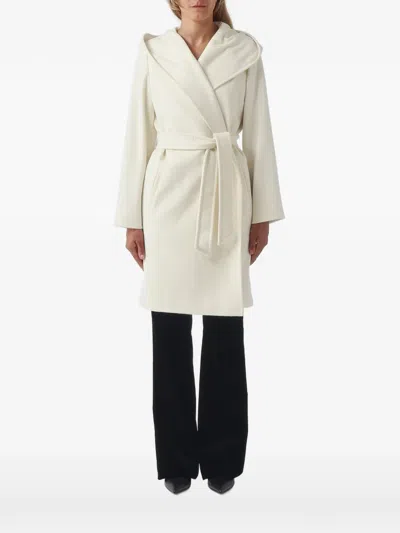 Max Mara Wool Broadcloth Robe Coat In White