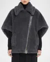 Max Mara New Manto Virgin Wool-blend Cape In Dark Grey