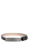 Max Mara Adjustable Leather Belt With Logo Buckle In Black