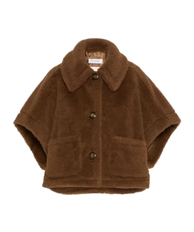 Max Mara New Tercho Cashmere Teddy Cape In Brown