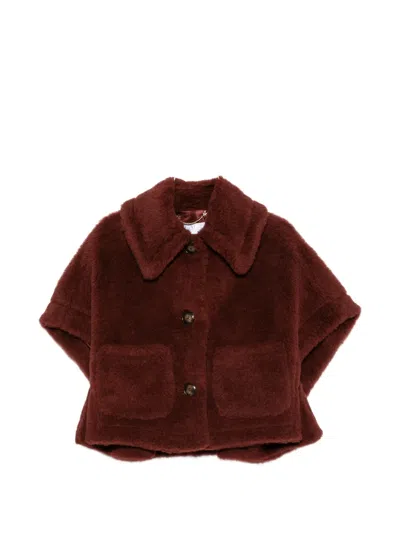 Max Mara New Terzo Buttoned Cape In Brown