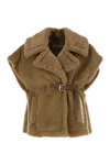 Max Mara Lanoso4 Teddy Fabric Vest Cape In Brown