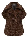 Max Mara Newabavo Belted-fastening Animal-pattern Jacket In Brown