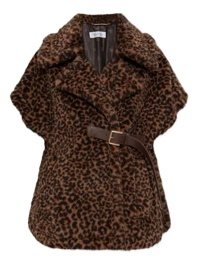 MAX MARA NEWABAVO BELTED-FASTENING ANIMAL-PATTERN JACKET