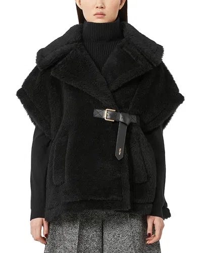 Max Mara Newabavo1 Alpaca Wool & Silk Cape Coat In Black