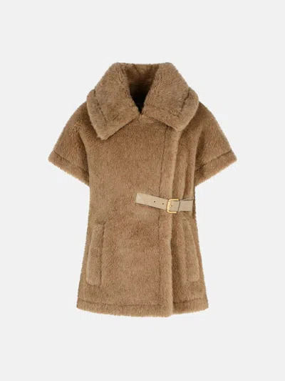 Max Mara 'newabavo4' 'teddy' Cape In Bronze Alpaca And Cachemire In Neutral