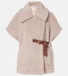 Max Mara Cape In Alpaca And Wool Teddy Fabric In Neutral