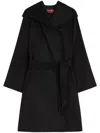 Max Mara Cappotto Con Cappuccio In Lana In Black