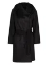 Max Mara Newmang Hooded Belted Coat In Black