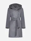 Max Mara Newmang Wool Coat With Hood In Grigio Scuro