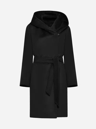 MAX MARA NEWMANG HOODED WOOL COAT MAX MARA STUDIO