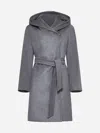 Max Mara Newmang Wool Coat With Hood In Mid Grey