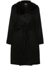 Max Mara Burgundy Drap Double Cloth Cles Robe Coat In Black