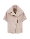 MAX MARA MAX MARA NEWMANT BIKER JACKET CAPE IN WOOL AND ALPACA TEDDY FABRIC