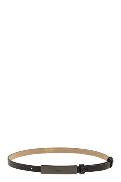 MAX MARA MAX MARA NEWPLATE15 - LEATHER BELT WITH LOGO PLAQUE