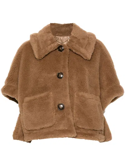 Max Mara Newtzero Virgin Wool-blend Cape In Beige
