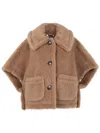 Max Mara Newtzero Virgin Wool-blend Cape In Brown