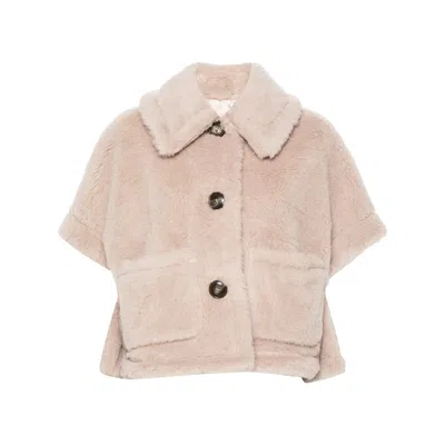 Max Mara Newterzo Cape In Neutrals