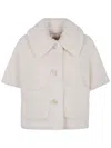 Max Mara Lapel Wool Cape In White