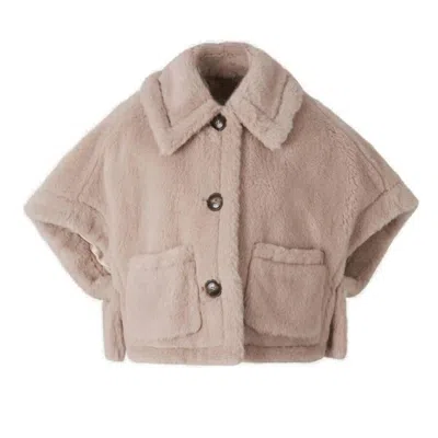Max Mara Newterzo1 Faux-fur Cape Jacket In White
