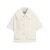 Max Mara Elegant White Teddy Cape In Neutrals