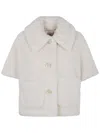 Max Mara Lapel Wool Cape In White