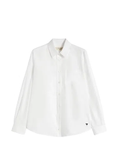Max Mara Nichel Embroidered-logo Cotton Shirt In Transparent