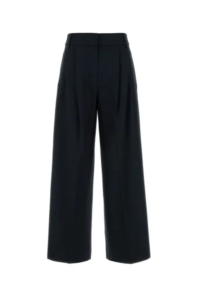 MAX MARA PANTALONE PALAZZO NICHOLS IN LANA BLU NOTTE DONNA