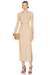 Max Mara One-shoulder Dress With Elegant Draping And Cut-out Detail In Caramel