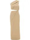Max Mara One-shoulder Dress With Elegant Draping And Cut-out Detail In Neutrals