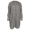 Max Mara Nievo Geometric Print Long Sleeve Tunic Dress In Black And White Cotton In Black