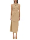 Max Mara One-shoulder Dress With Elegant Draping And Cut-out Detail In Beige