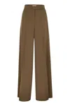 Max Mara Maxmara Women Ninfa - Wool Gabardine Trousers In Brown