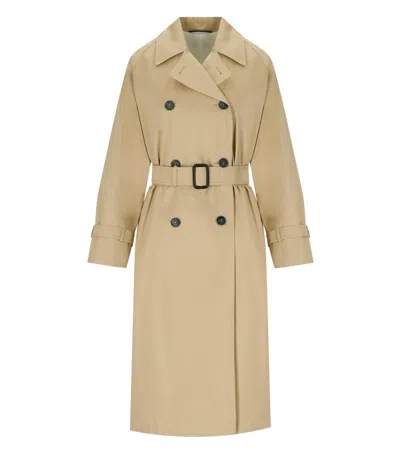 Max Mara Long-sleeved Trench Coat In Brown