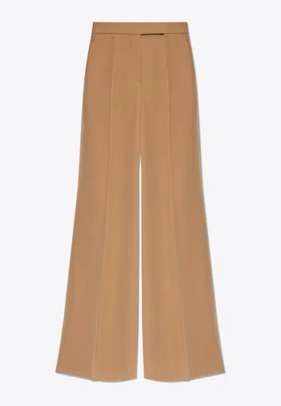 Max Mara Ninfa Gabardine Wool Pants In Beige
