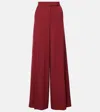 Max Mara Ninfa High-rise Wool Gabardine Wide-leg Pants In Red