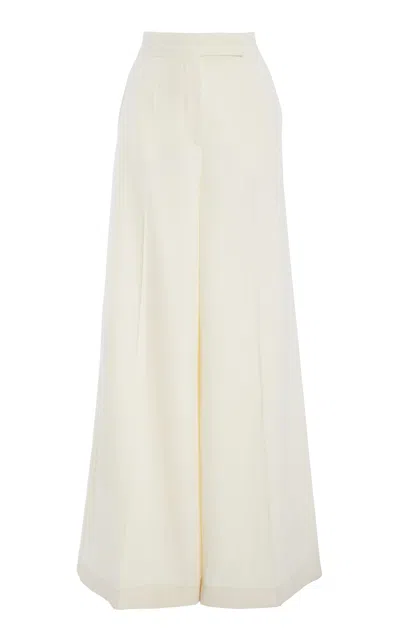 Max Mara Ninfa Long Wool Trousers In White
