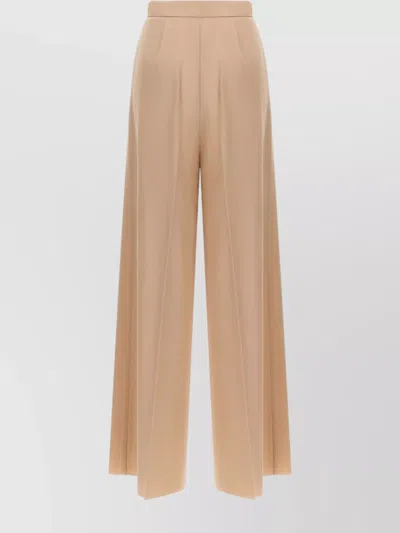 Max Mara 'ninfa' Pleated Front Wide-leg Pants In Brown