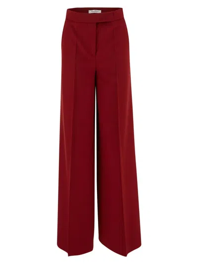 Max Mara High Waist Straight Leg Trousers In Red